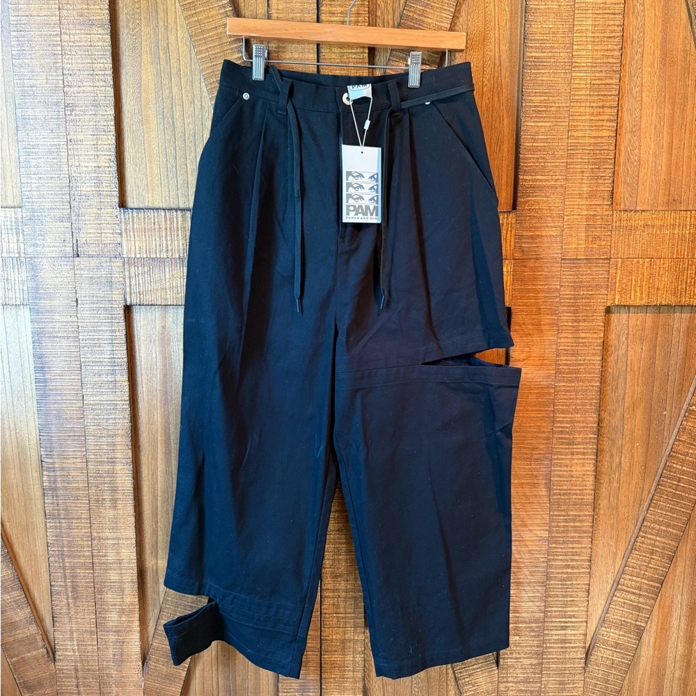 Perks and Mini Black Wide Leg Unisex Cutout Trousers NWT